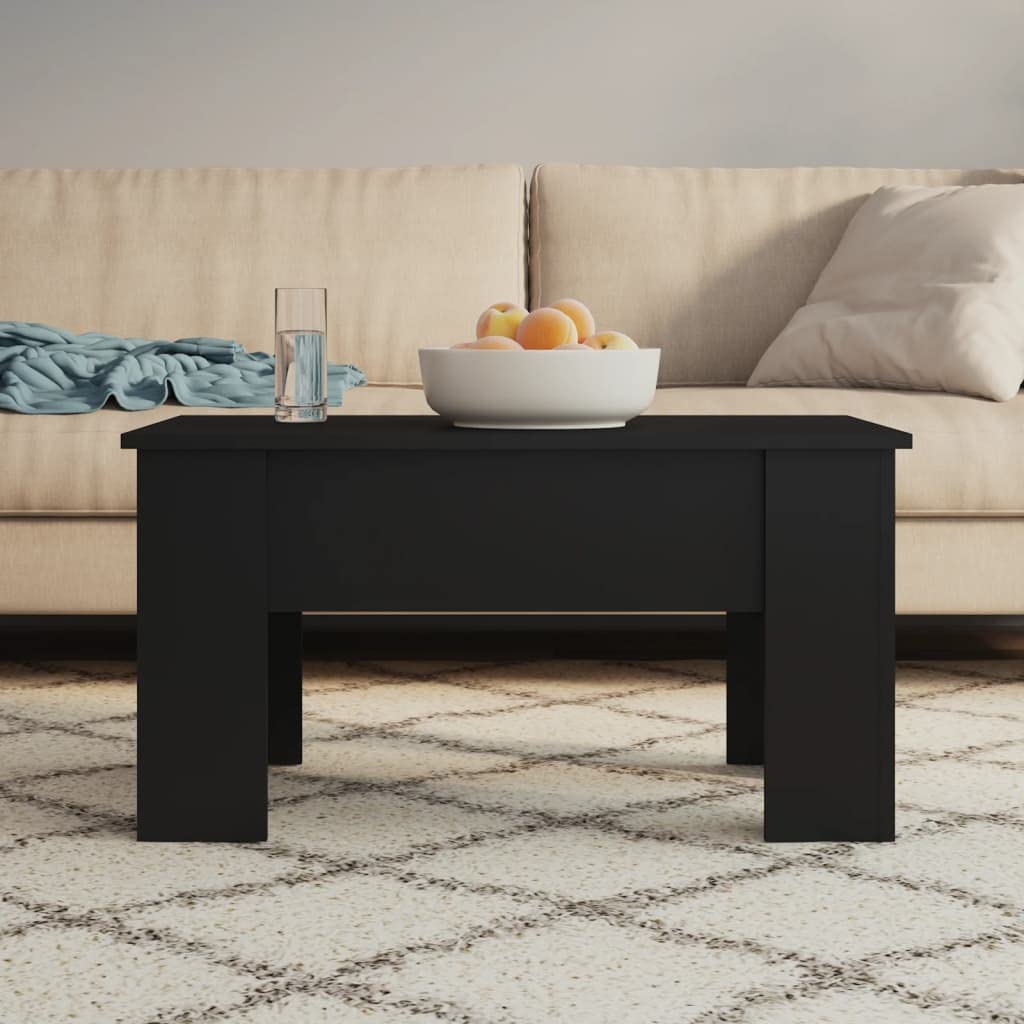Table basse de bureau pour canapé avec plateau modulable en hauteur et tiroir de salon noir