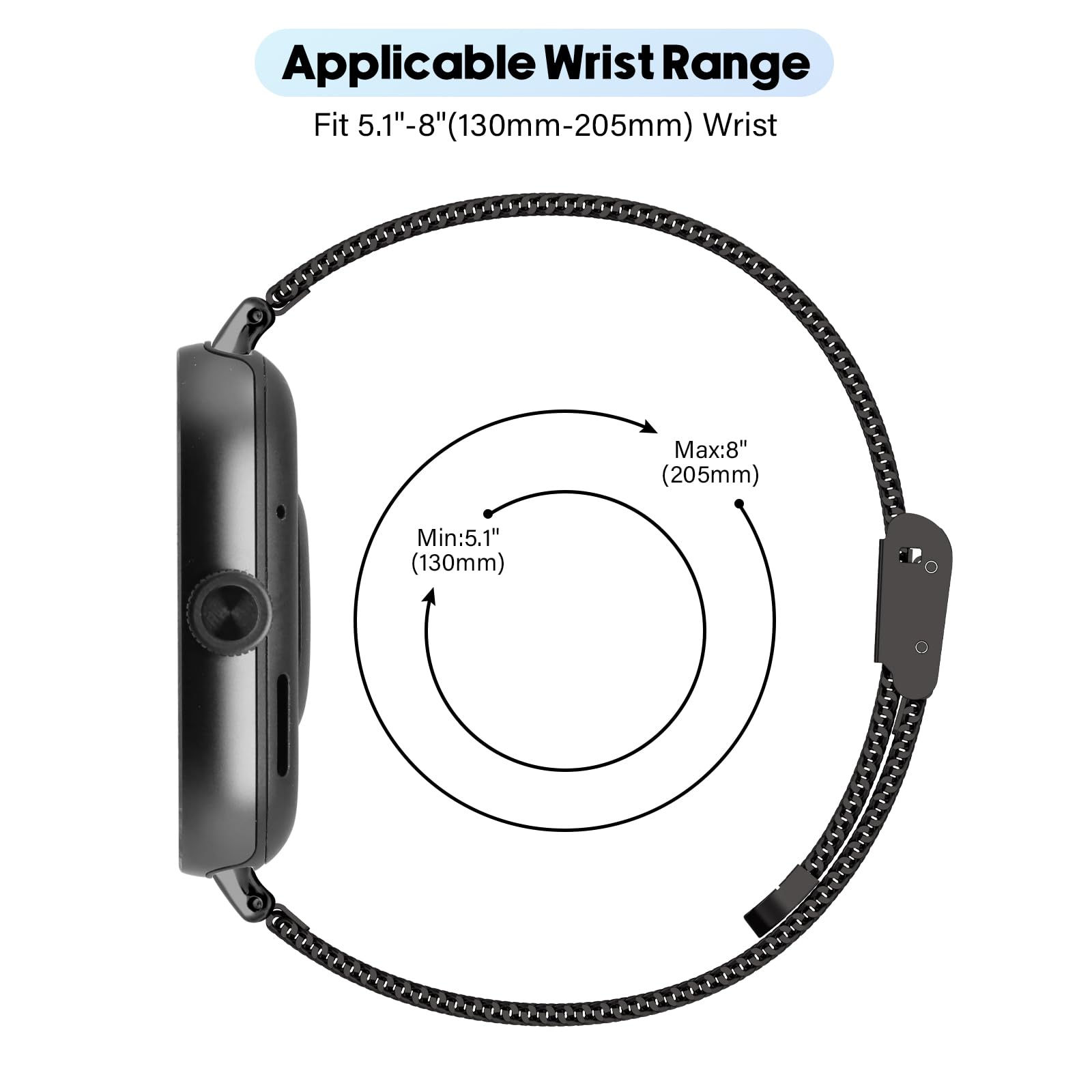 BDIG Métal Bracelet Compatible avec Xiaomi Redmi Watch 6/5/4, Bracelet en Acier Inoxydable Remplacement Compatible pour Xiaomi Mi Band 10 Pro/9 Pro/8 Pro Noir