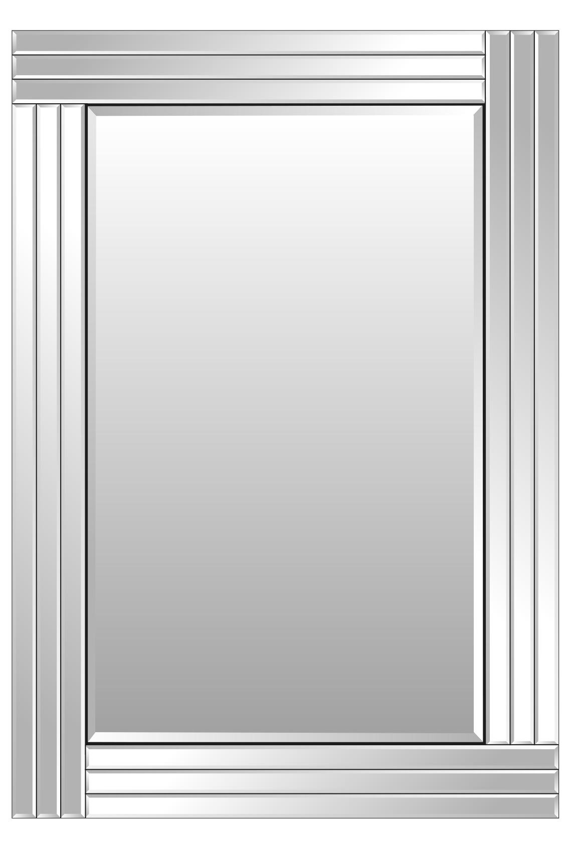 Gizmo Mill FABULOUS ART DECO TRIPLE CLEAR BEVELED GLASS BORDER RECTANGULAR MIRROR 100x70cm