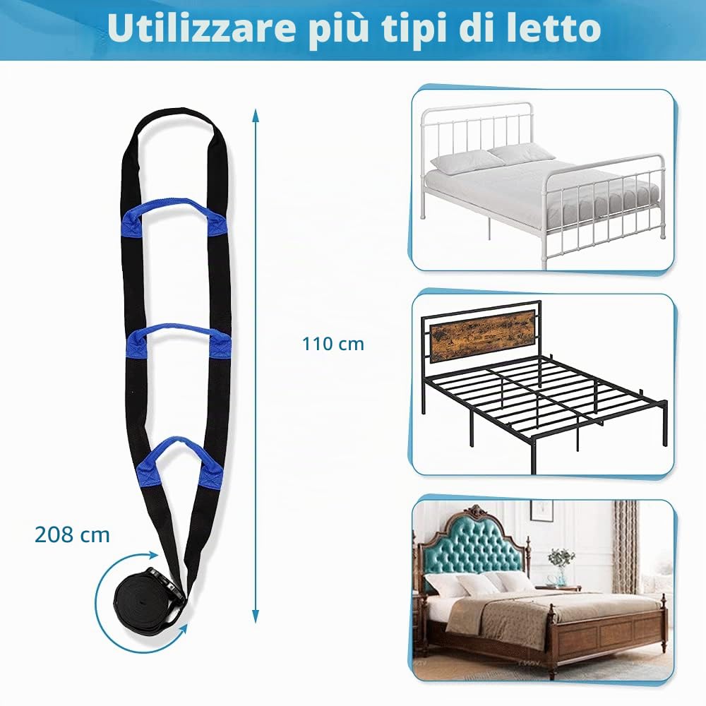 Supporto per scaletta da letto, corda per trazioni, per anziani e anziani pazienti costretti a letto, supporto per sollevamento con maniglia regolabile, supporto per sedersi, supporto di sicurezza per