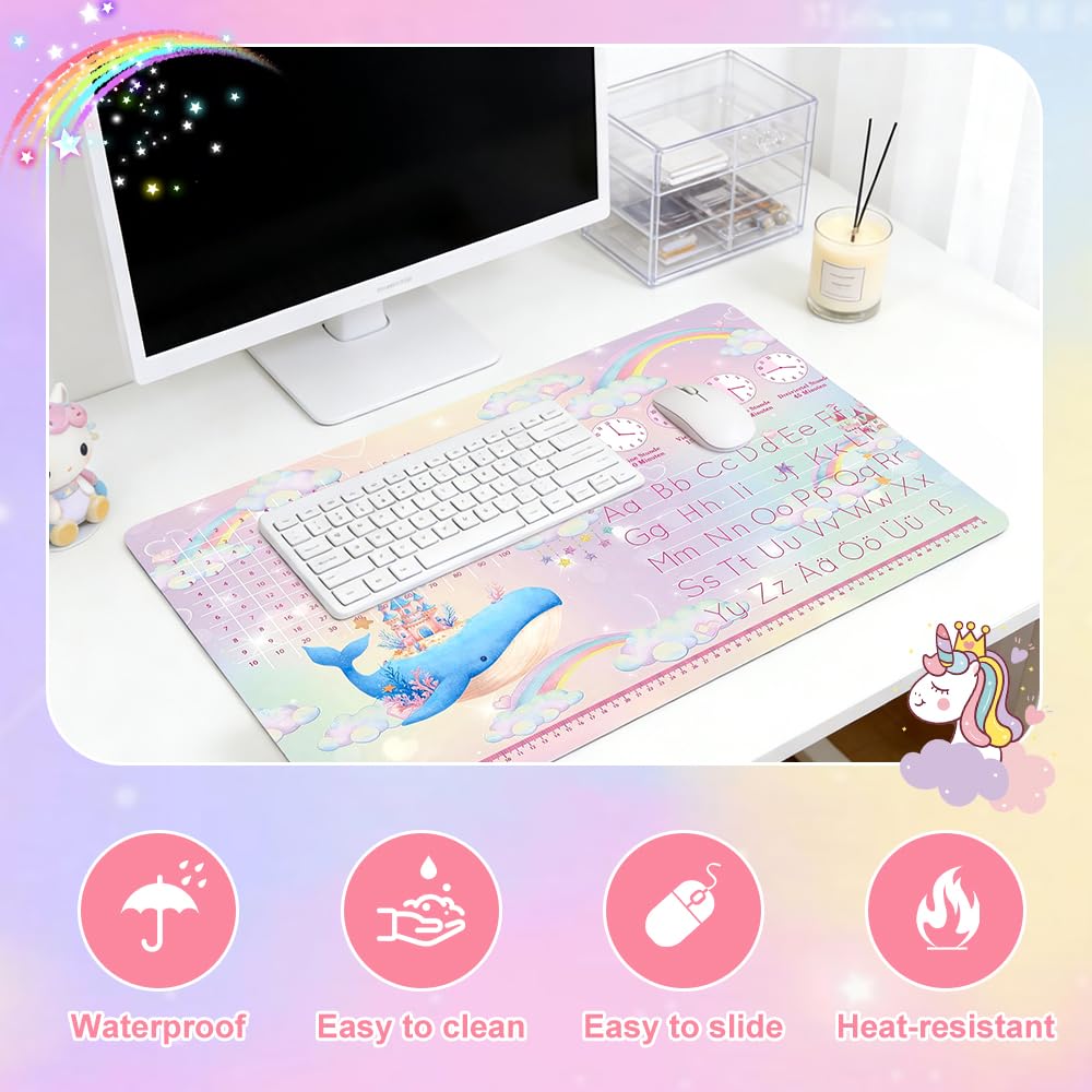 Sottomano in Pelle per Bambini Ragazze Unicorno, Pad per Ufficio Rosa, 60x40 cm