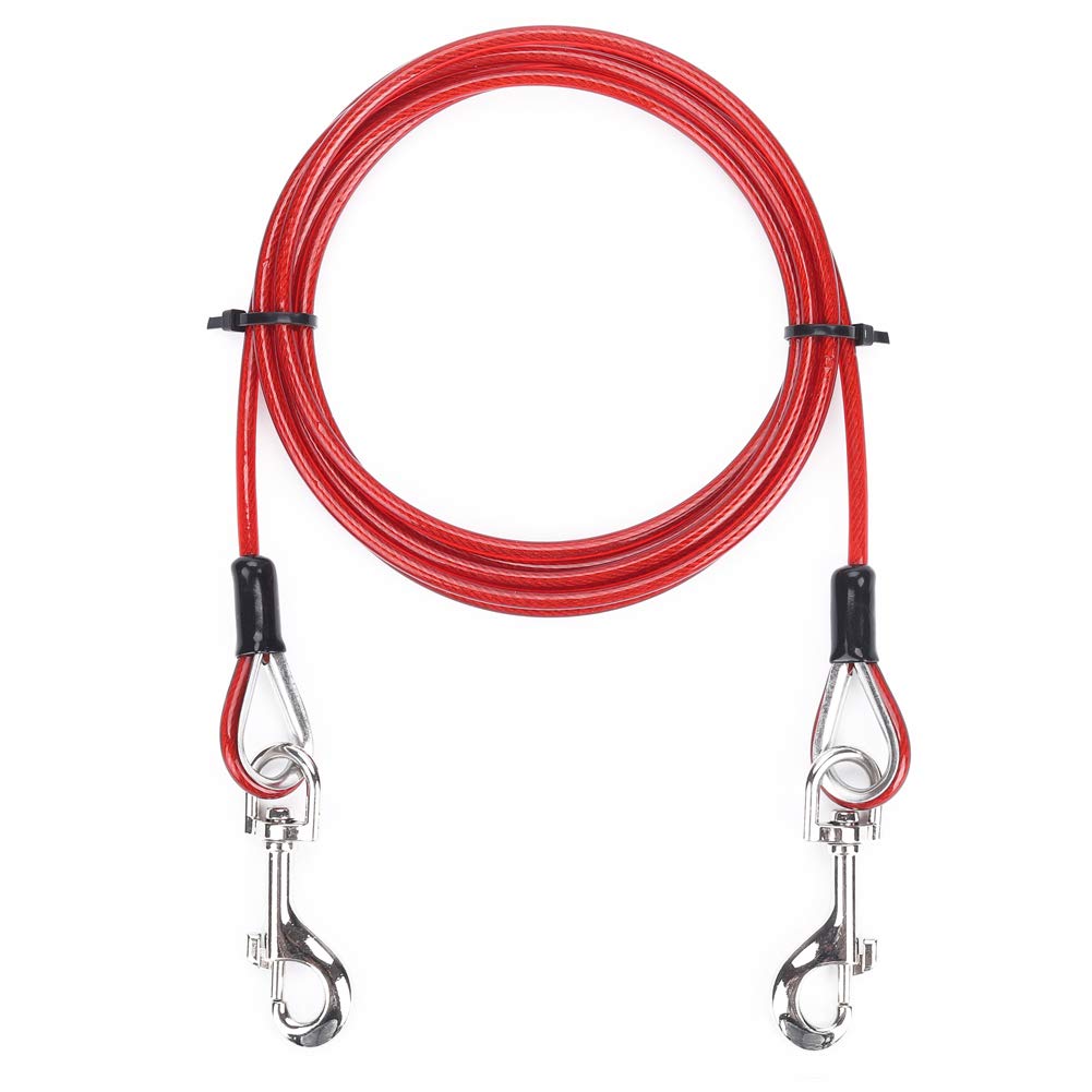 AMOFY15ft Dog Tie Out Cable Galvanized Steel Wire Rope with PVC Coating for Small to Medium Dogs up to 80Ibs, Sceptre Red