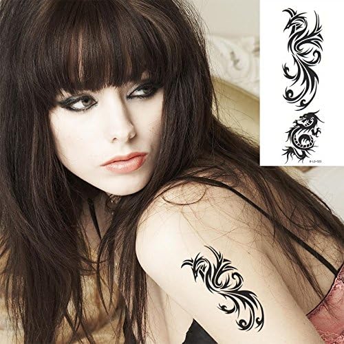 Aobee Black Dragon Phoenix Waterproof Temporary Totem Tattoo Sticker Removable Body