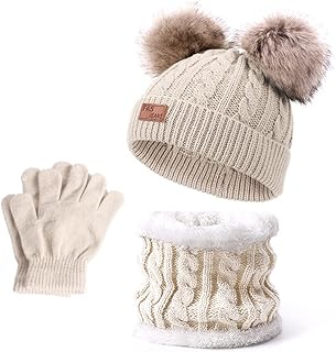 Kyowoll Baby,Clothing,Baby Boys 0-24m,Accessories,Hats & Caps Kyowoll Infant Toddler Kids Baby Winter Thicken Fleece Lined Warm Knit Hat Beanie Cap Pom and Neck Warmer Circle Loop Scarf for Children Boys Girls 1-8 Years Old