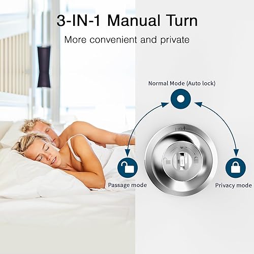 Miniatura 4 de GHome Smart Perilla de puerta con huella dactilar, cerradura inteligente recargable, cerradura de puerta biométrica electrónica para dormitorio,