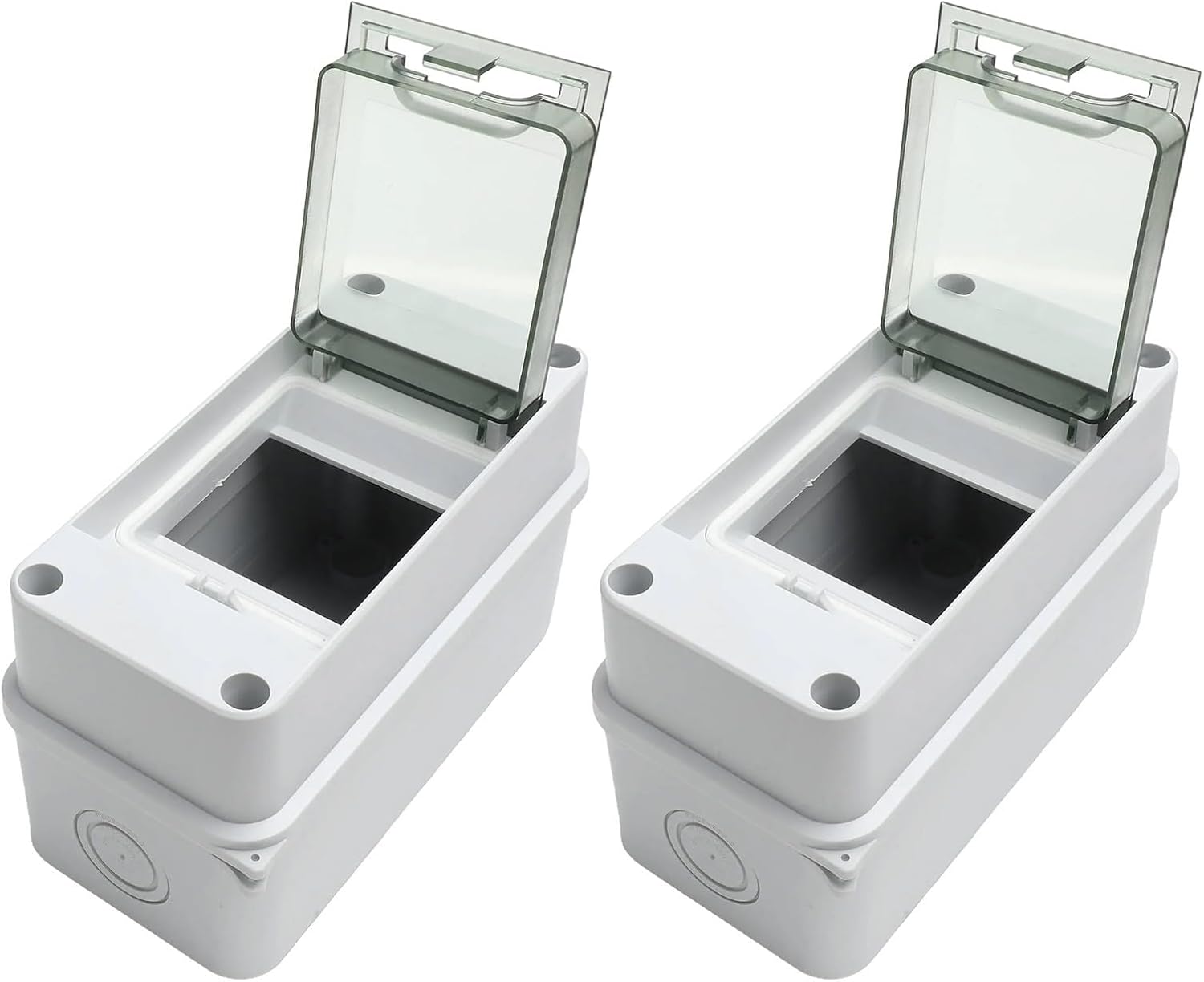 3-Way Power Distribution Box, IP65 Weatherproof DIN Rail Enclosure for Electrical Junction & Circuit Protection, Wall-Mounted ABS Junction Box (2-Pack)