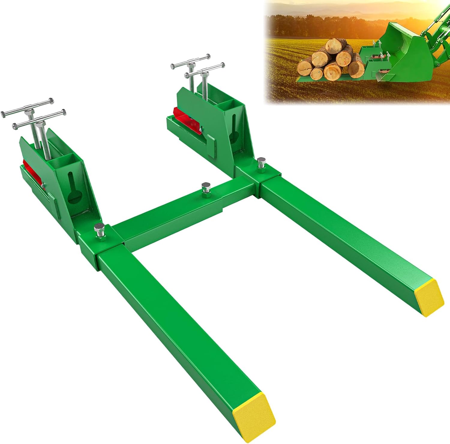 Sulythw Green Clamp On Pallet Forks, 43” Total Length