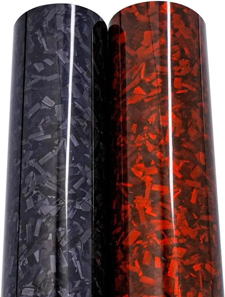 Queenbox 19.6x236.2in Forged Gloss Car Vinyl Wrap, Carbon Fiber Self-Adhesive Auto Decal Sticker for Furniture Motorcycle Bike, Glossy Black