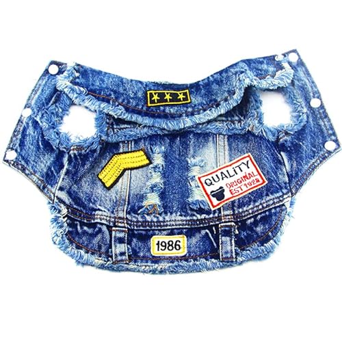 Doggyzstyle Pet Vests Dog Denim Jacket Hoodies Puppy Jacket For Small Medium Dogs (S, Blue Print) #TOP4