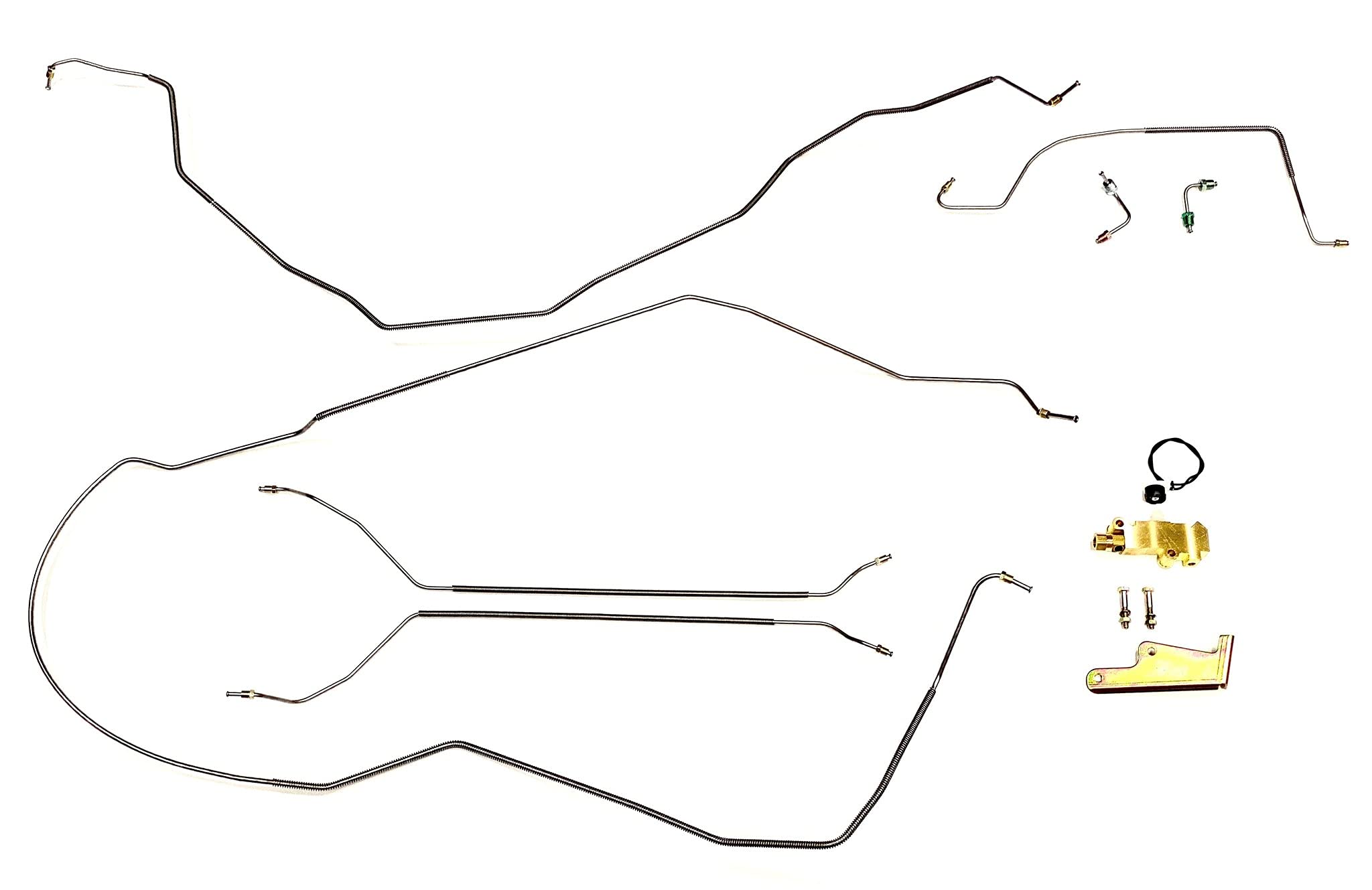 Full Car Brake Line Kit - Fits 64-67 Chevelle/Malibu Hardtops - Stainless - Valve/Bracket Included - The Stop Shop