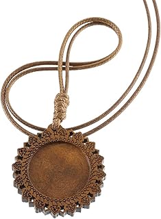 10pcs 25mm 30mm Dia Wood cabochon Blank Settings Wooden Pendant Base Bezel with Leather Cord for Sweater Chain and Necklace DIY Making (25mm)