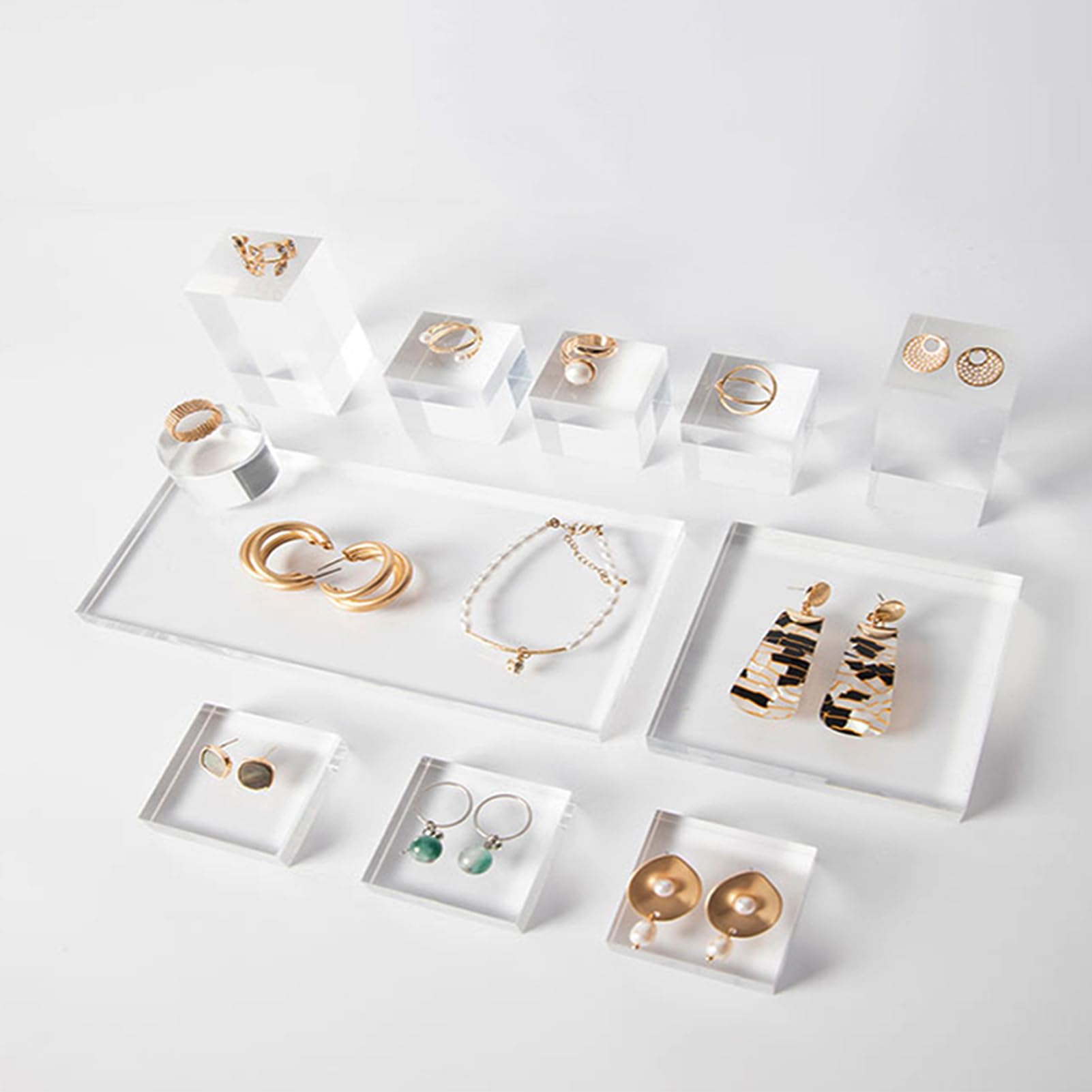 Acrylic Cube Display Stands | Clear, 3x3/4x4cm, For Jewelry: Pack Of 10(0.8cm,3x3cm)
