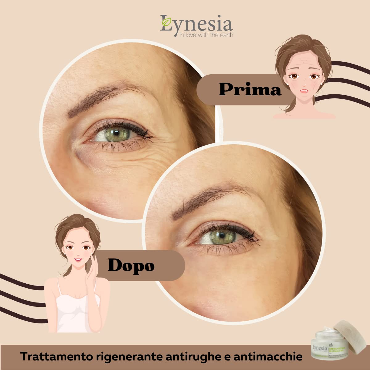 Lynesia Crema Viso Bava di Lumaca Pura 70% e Acido Ialuronico - Antirughe Antimacchie Rigenerante, per Macchie Pelle, Acne e Cicatrici, Nutriente Uomo e Donna 50ml Certificata Biologica