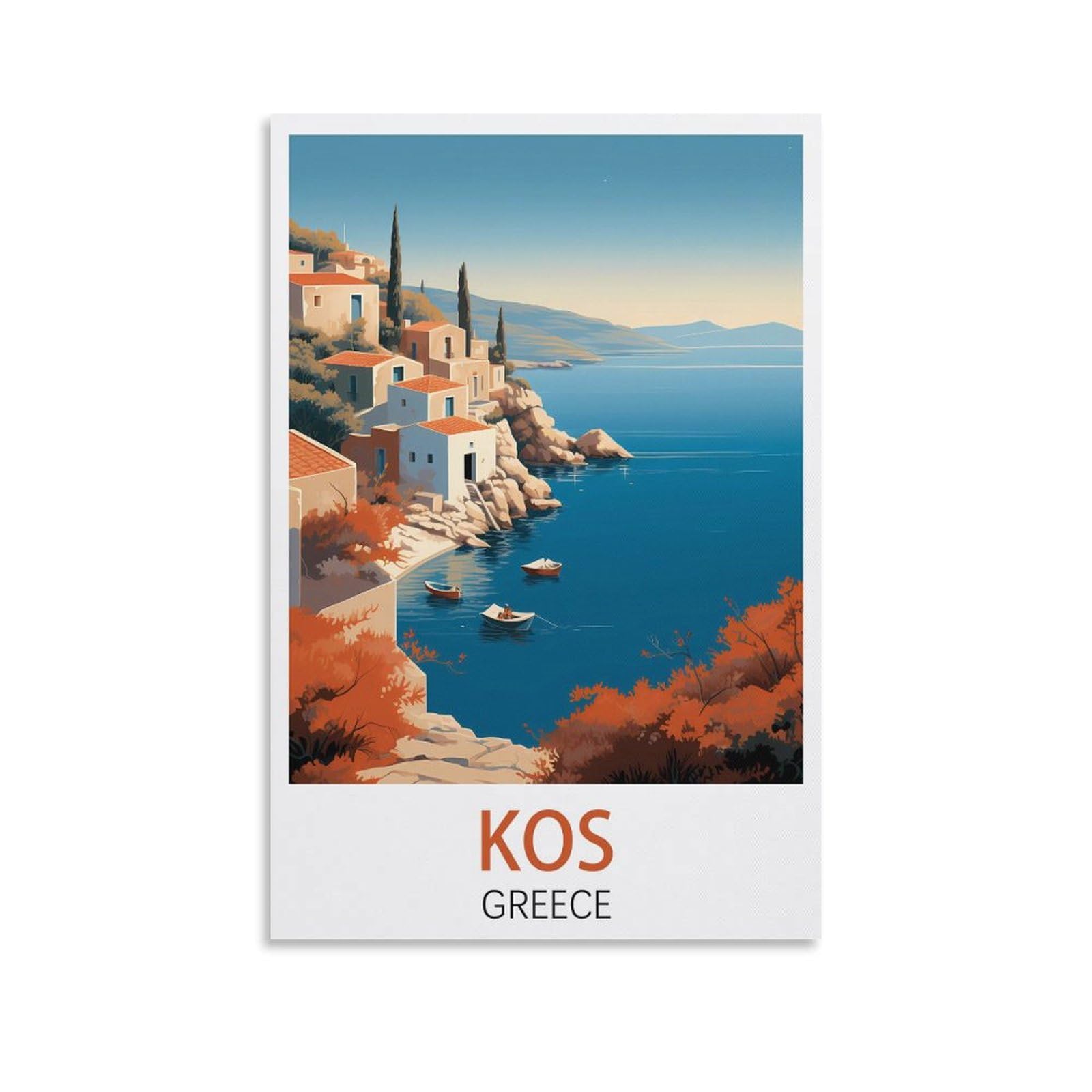 LCYNNH Kos Greece Vintage Travel Poster Coast 08x12inch(20x30cm) Print Poster Home Bathroom Bedroom Office Living Room Decor Canvas Poster