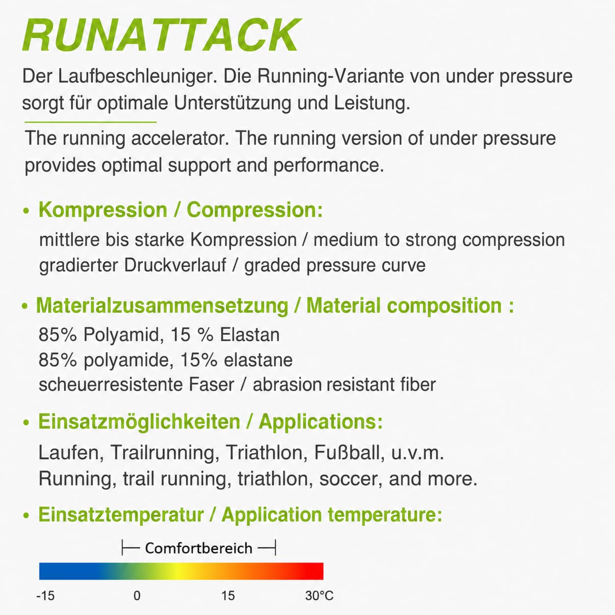 Bas de contention de sport under pressure ( compression-18-21mmHg) - Haute qualité, fabriqués en Allemagne