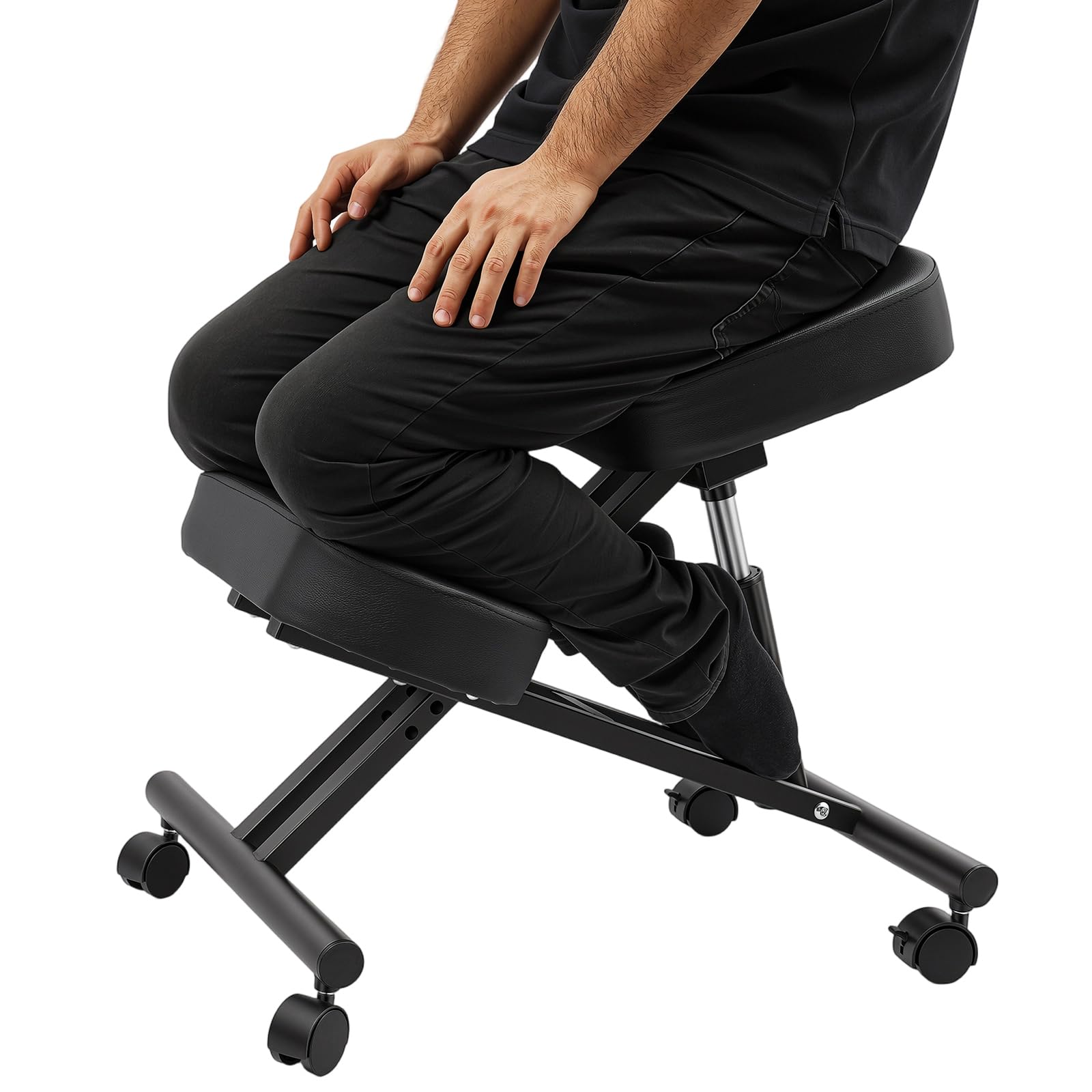 Silla ergonómica con ruedas para oficina y oficina en casa, taburete para rodilla, capacidad de carga de 100 kg, taburete con ruedas de altura ajustable, silla ortopédica para mejorar la postura