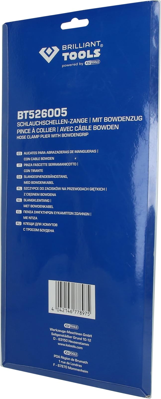 BRILLIANT TOOLS BT526005 Alicates para abrazaderas de mangueras, Con cable Bowden [Powered by KS TOOLS]