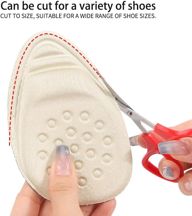 Insert Shoes for Women – 2 Pairs Cushions for Ball of Foot & Heel Inserts– Non-Slip Beige Inserts for Pain Relief – Ideal for Sneakers, Work Shoes, Flats & High Heels - Image 7