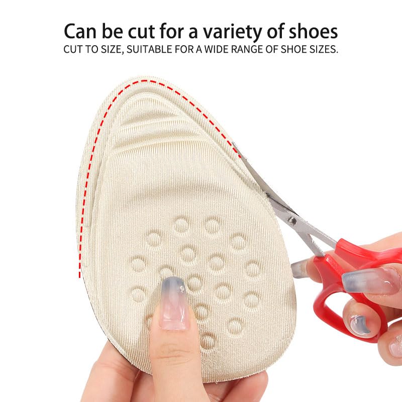 Image of Insert Shoes for Women - 2 Pairs Cushions for Ball of Foot & Heel Inserts- Non-Slip Beige Inserts for Pain Relief - Ideal for Sneakers, Work Shoes, Flats & High Heels
