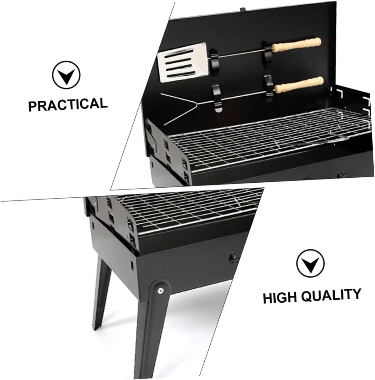 NOLITOY Portable Folding Bbq Grill Portable Barbecue Stove with Accessories 44x27x47cm Lightweight Outdoor Camping Grill for Hiking Picnic Cooking