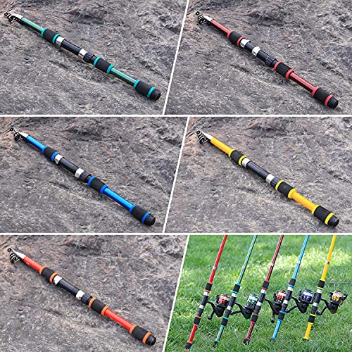 Vara de pesca Sougayilang, Vara giratória telescópica ultraleve de 1,80 m - vermelha - 1,80 m