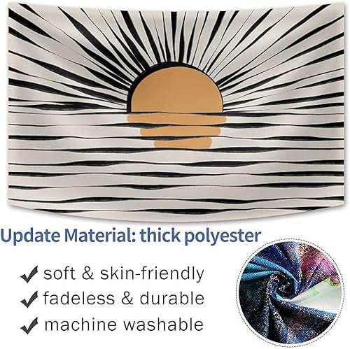 Miniatura 6 de Tapiz de mediados de siglo, diseño de amanecer oceánico, bohemio, vintage, para pared, fantasía, retro, de los años 70, amanecer y atardecer,