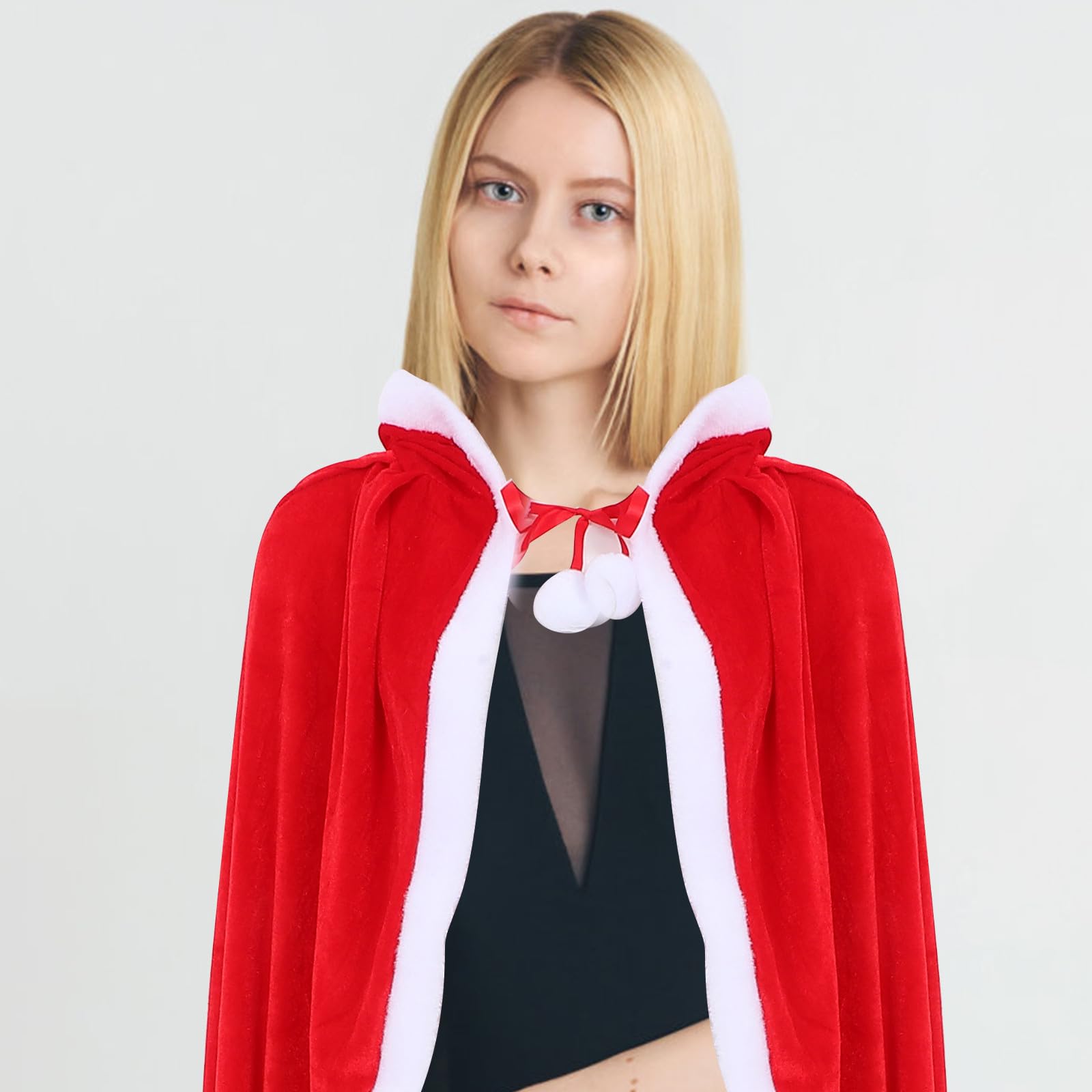 FRCOLOR 3 Stück Weihnachtsmann Umhang mit Mütze, Rot, 120cm, für