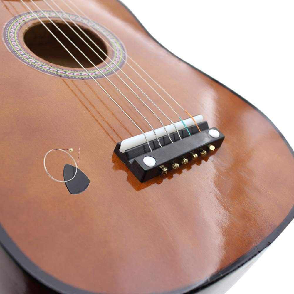 23-calowa Drewniana Gitara Lipa 6-strunowa Mini Gitara Instrument Muzyczny dla Dzieci i Początkujących (Kawa)