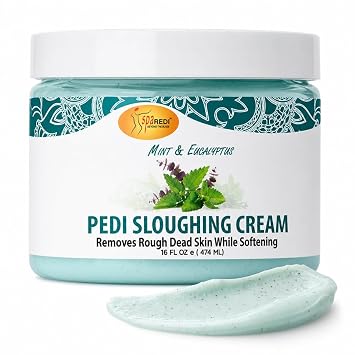 SPA REDI Exfoliating Foot Cream Pumice & Amino Acid Callus Remover for Dry, Cracked Heels | Dual-Action Sloughing & Deep Hydration | Mint & Eucalyptus | Cruelty-Free | Made in USA | 16 oz