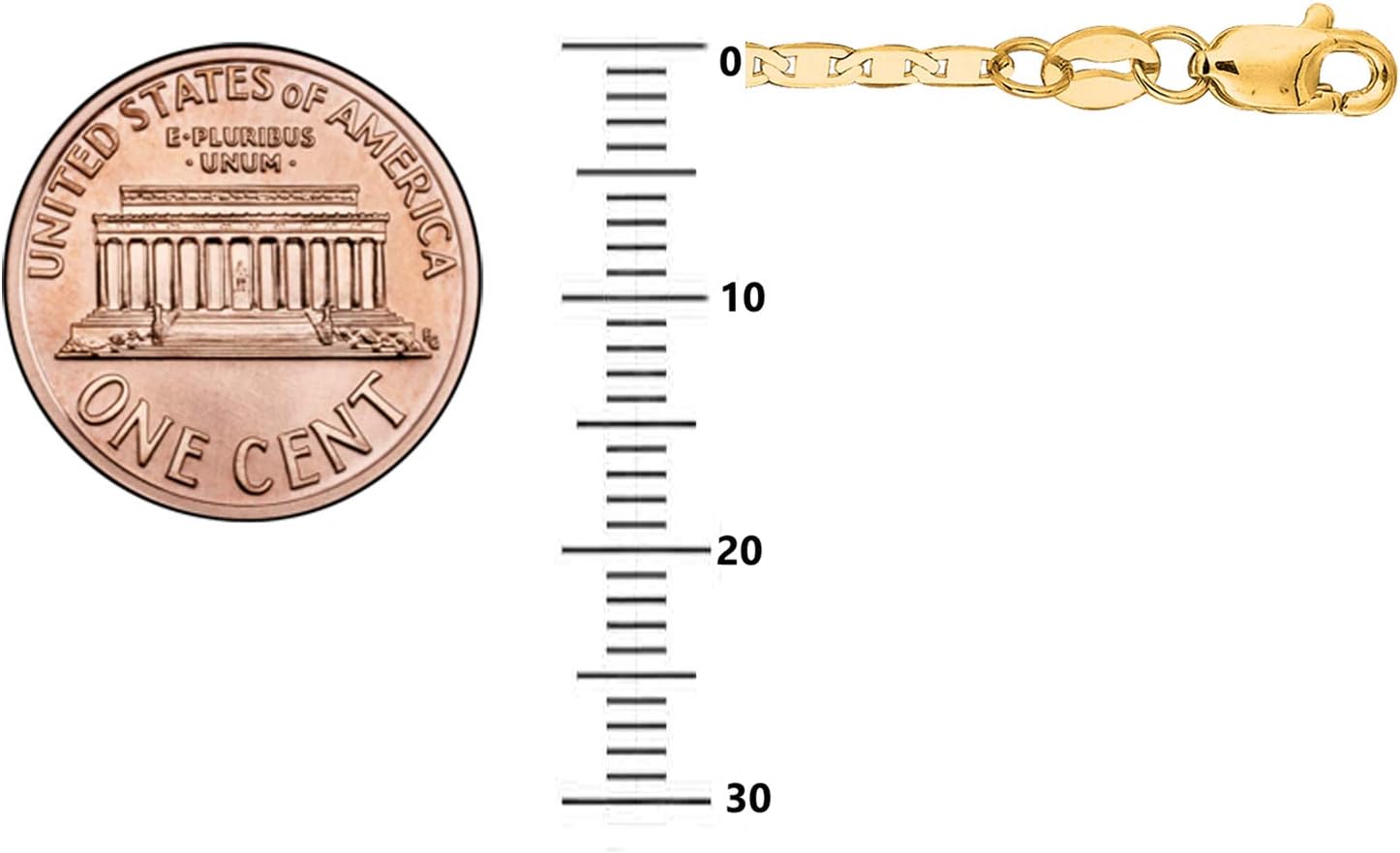 Ritastephens 14k Yellow Gold Mariner Link Foot Chain Anklet Ankle Bracelet 1.7 Mm 10 Inches