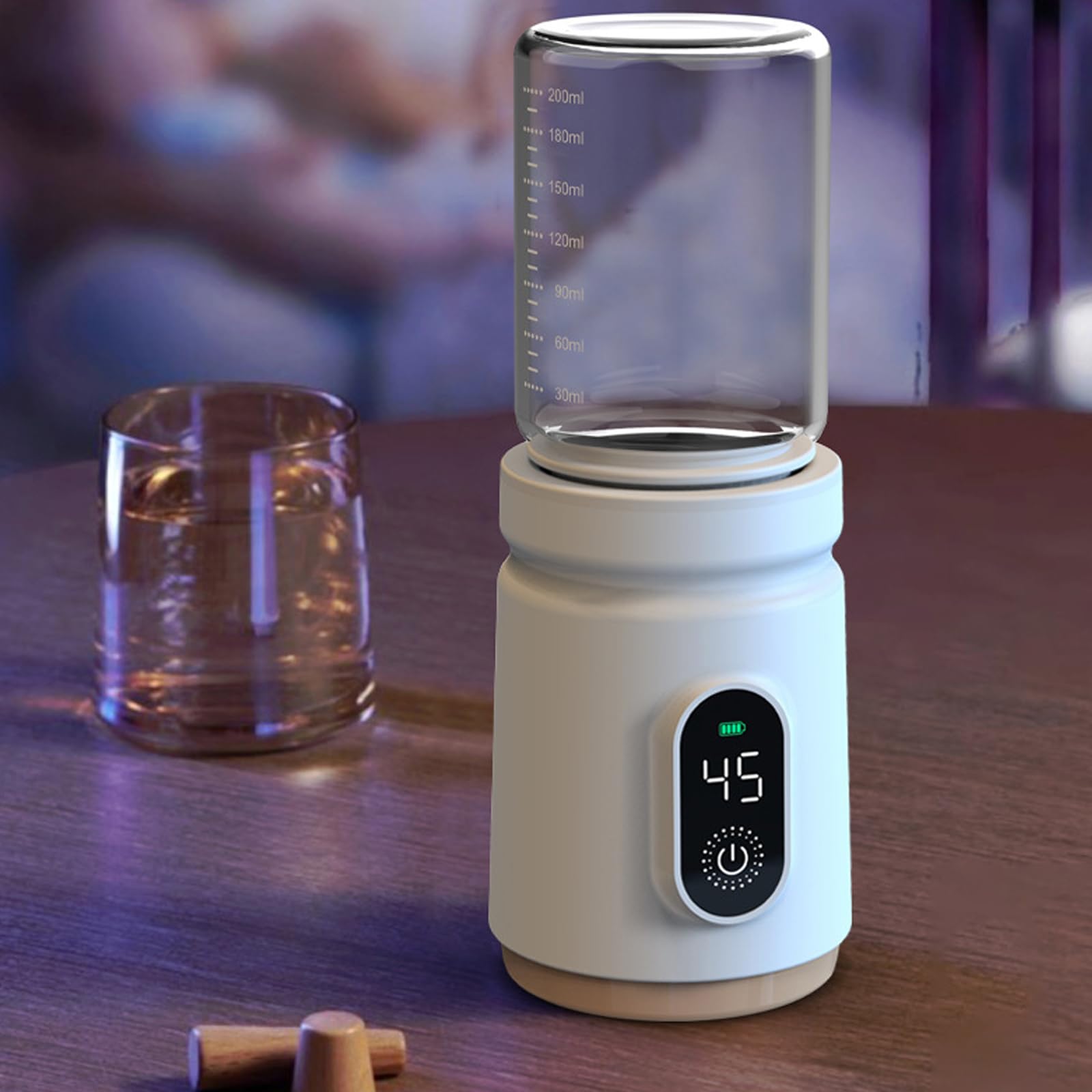 Chauffe-biberon/adaptateur réglable à 4 vitesses pour biberon - Anti-fuite - Avec contrôle de la température de la bouteille en verre