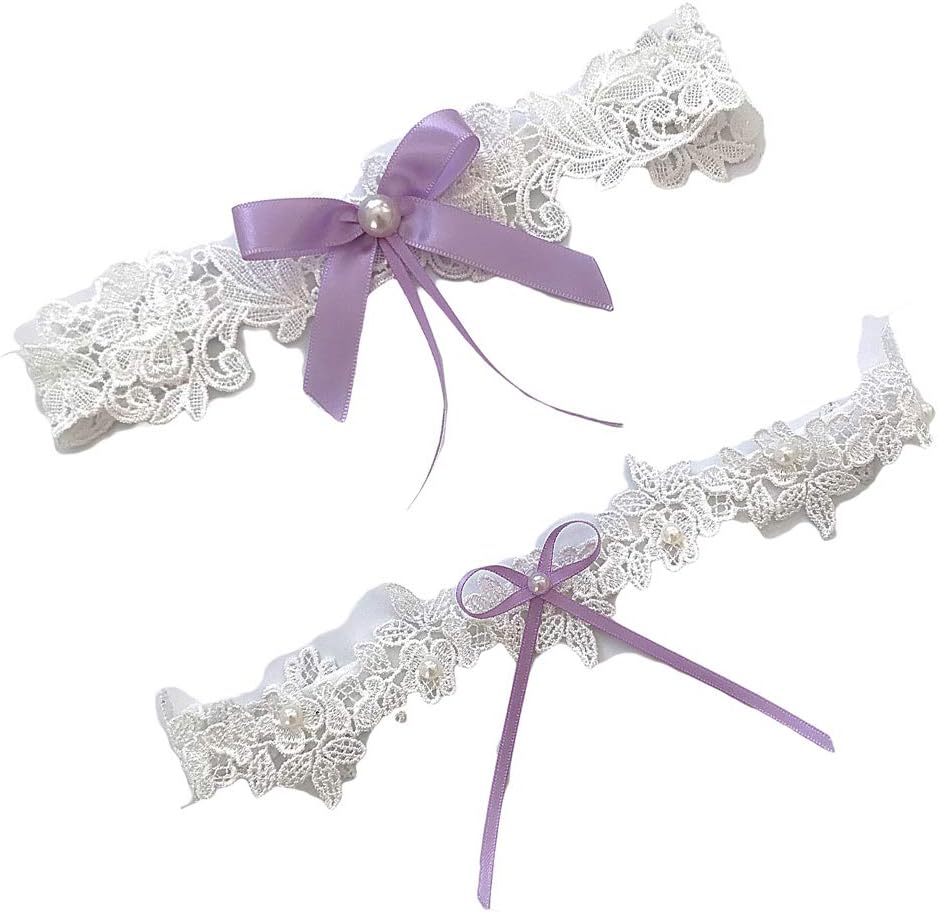 Lace Wedding Bridal Garter With Lavender Bow White Leg Ring Lace Garter Belt BW22