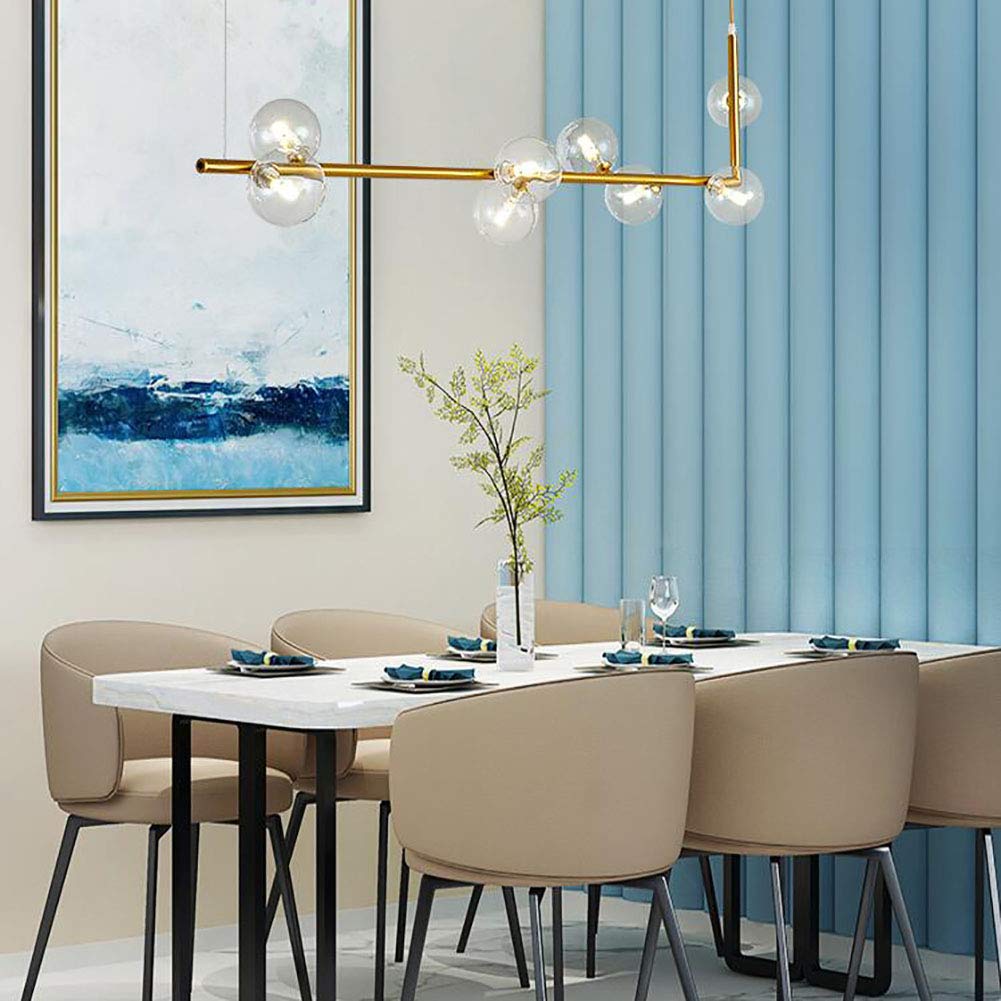 Żyrandol Podczas oświetlenia, regulowana geometryczna liniowa lampa sufitowa LED, współczesna minimalistyczna wyspa kuchenna G9 podczas oświetlenia - galwanizacja złota 120 x 28 cm rubin