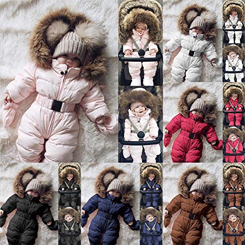Toddler Infant Newborn Baby Boys Girls Hoodie Jacket Jumpsuit Snow Suit Coat Outfit Romper Outerwear Essentials Clothes (Black, 0-3 Months)2