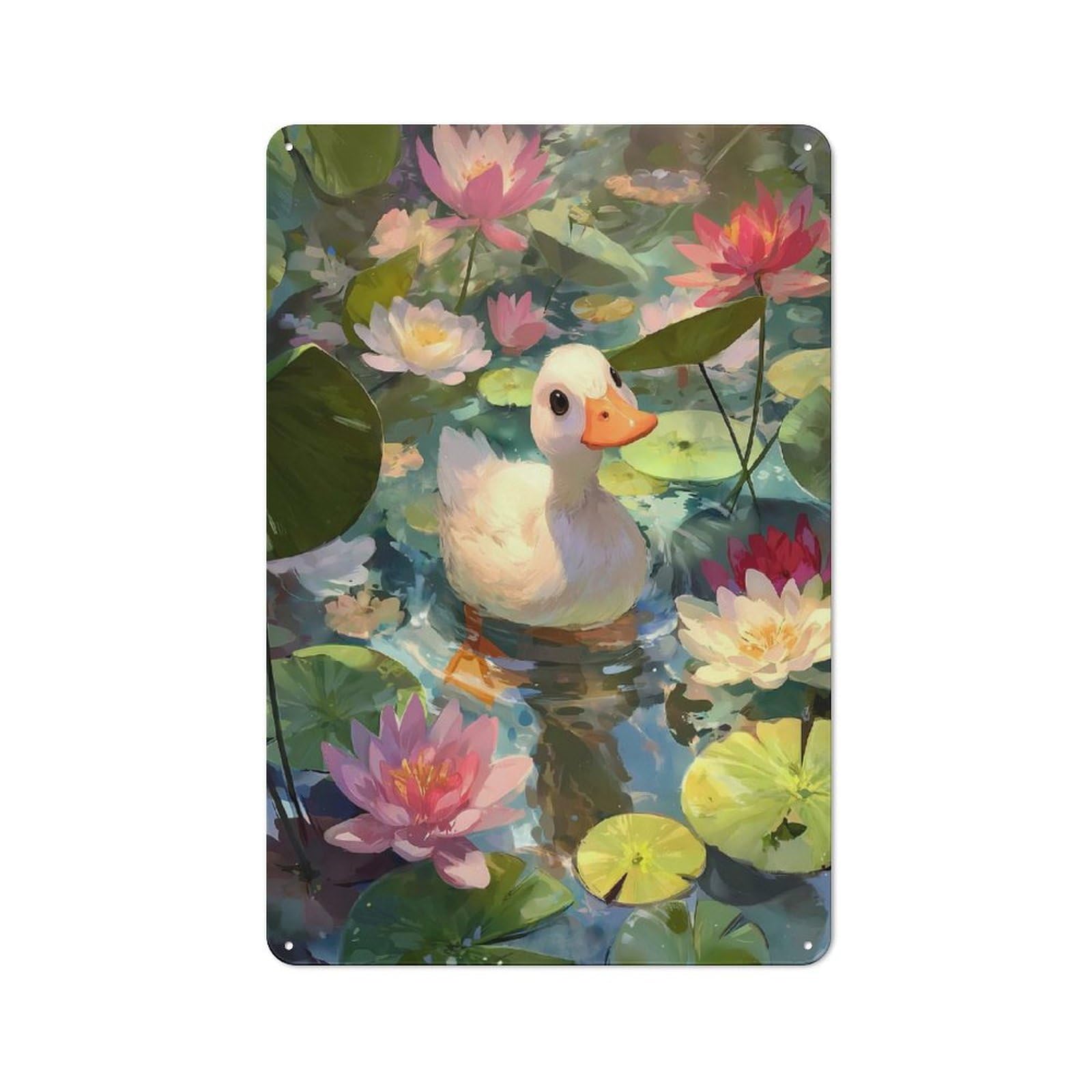 Junmoney Goose In A Lily Pond Retro Metal Sign 30X20cm For Garden Room Or Summerhouse, A Decorative Christmas Gift For Summerhouse Decorators