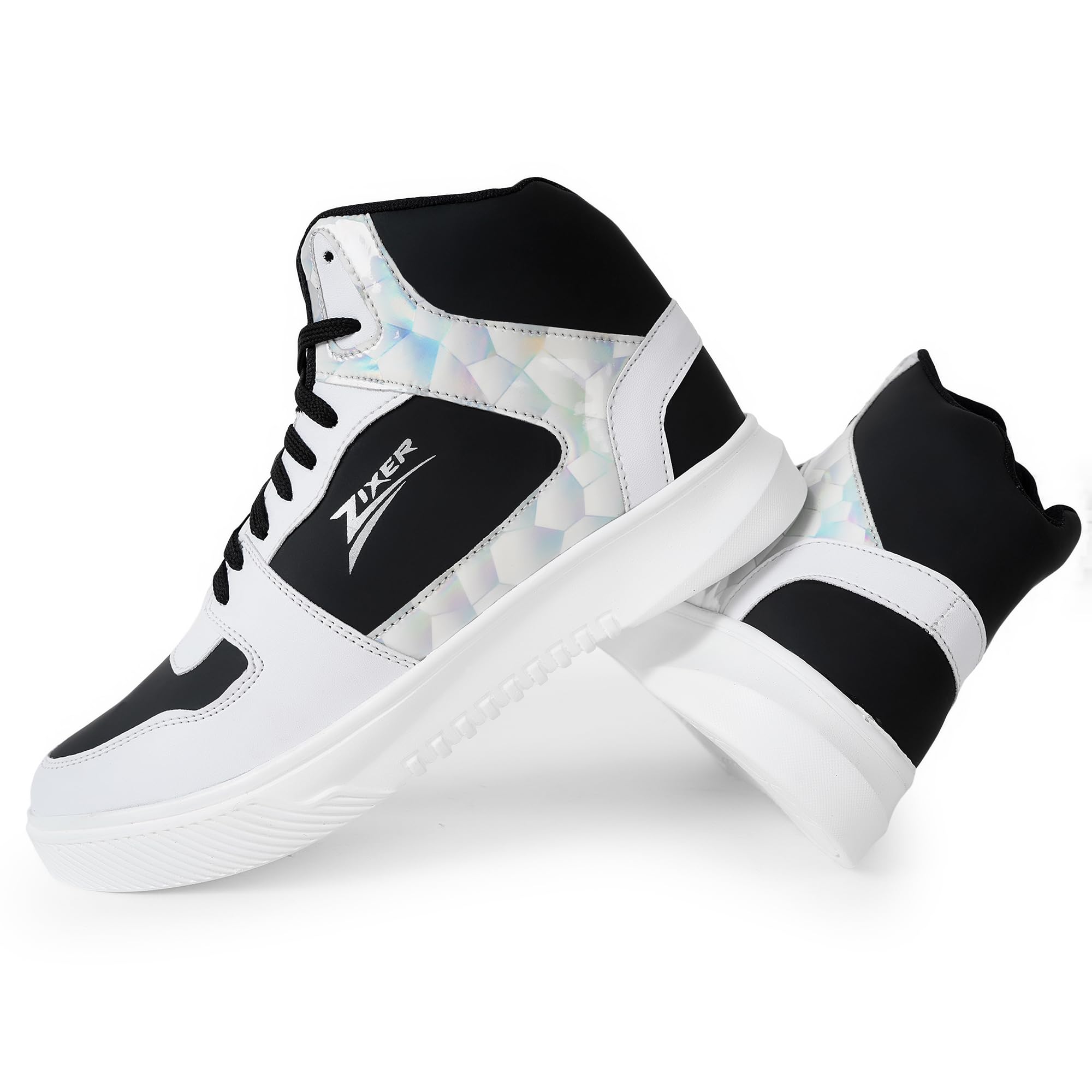 Zixer Gyuki Mid-Top Color Block Street High Ankle Casual Shoes For Men Chunky Fashion Sneakers For Boys| Dancing Shoes High Tops For Men White, 12 UK (B0CJPXDNB4) Amazon Price History, Amazon Price Tracker