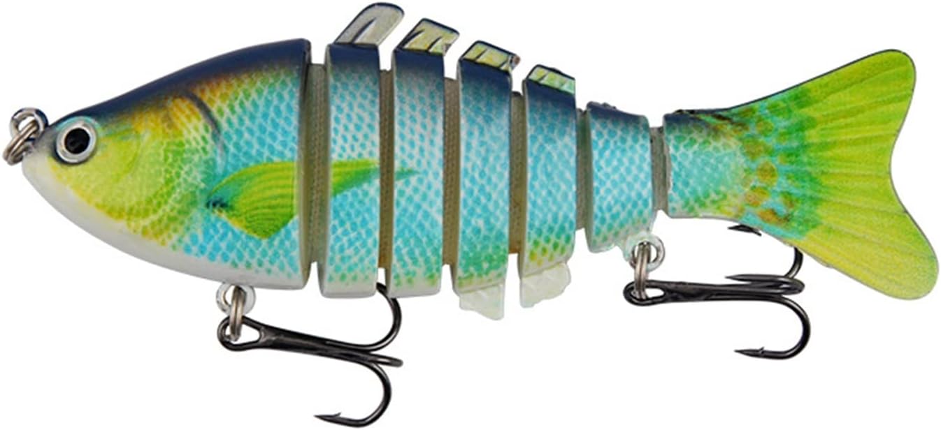 5Pcs 10cm 15g Realistic Fishing Lures for Bass Trout 7 Segmented Multi Jointed Swimbaits Plastic Hard Bait Treble Hook 3D Eyes Lifelike Skin Sea Fishing Tackle