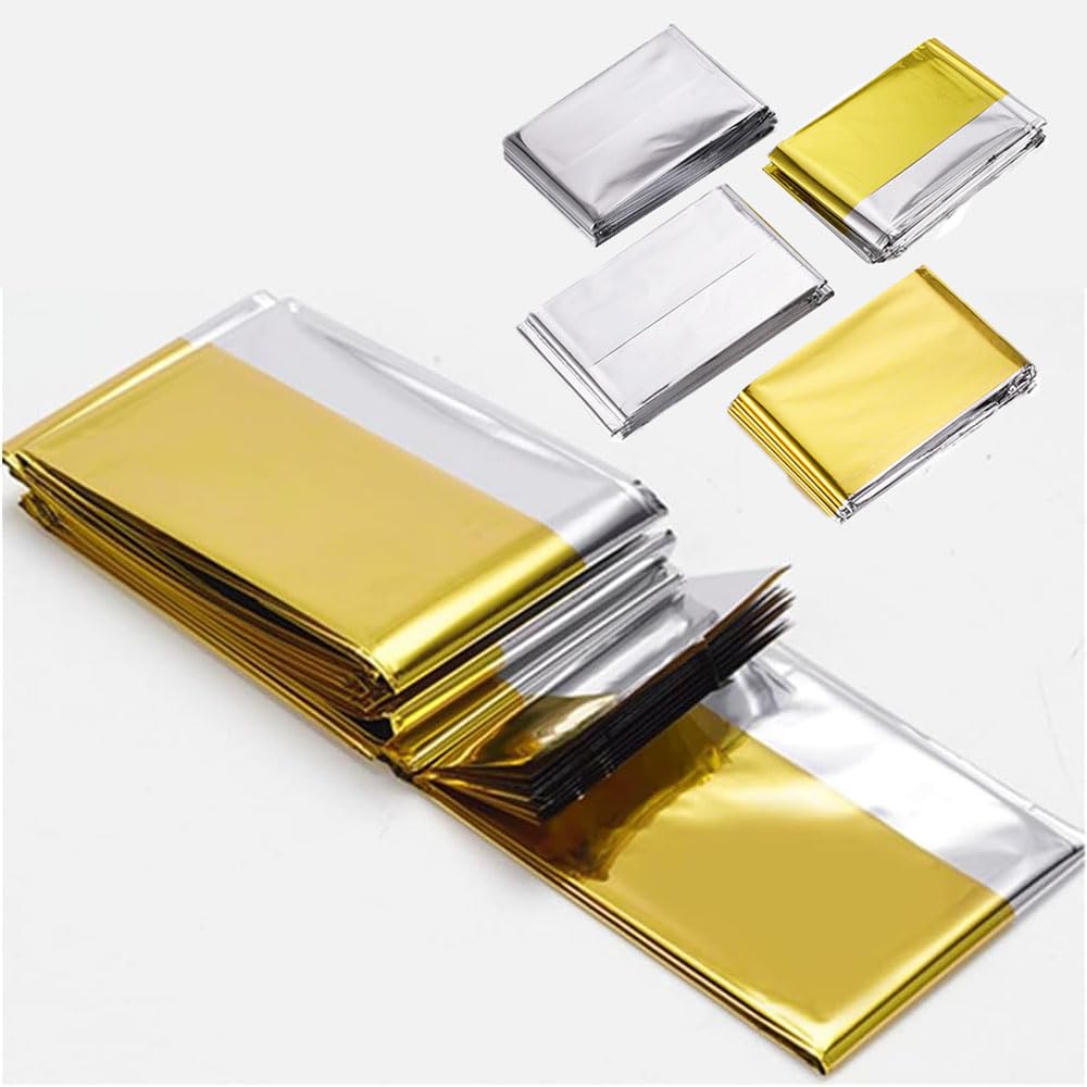 6 Stück Rettungsdecke, 210 X 160cm Rettungsdecke Gold Silber für Notfälle, Rettungsdecke Extra Stark, Rettungsdecken, Notfalldecke, Erste Hilfe Decke Für Erste Hilfe Wandern & Camping Und Outdoor