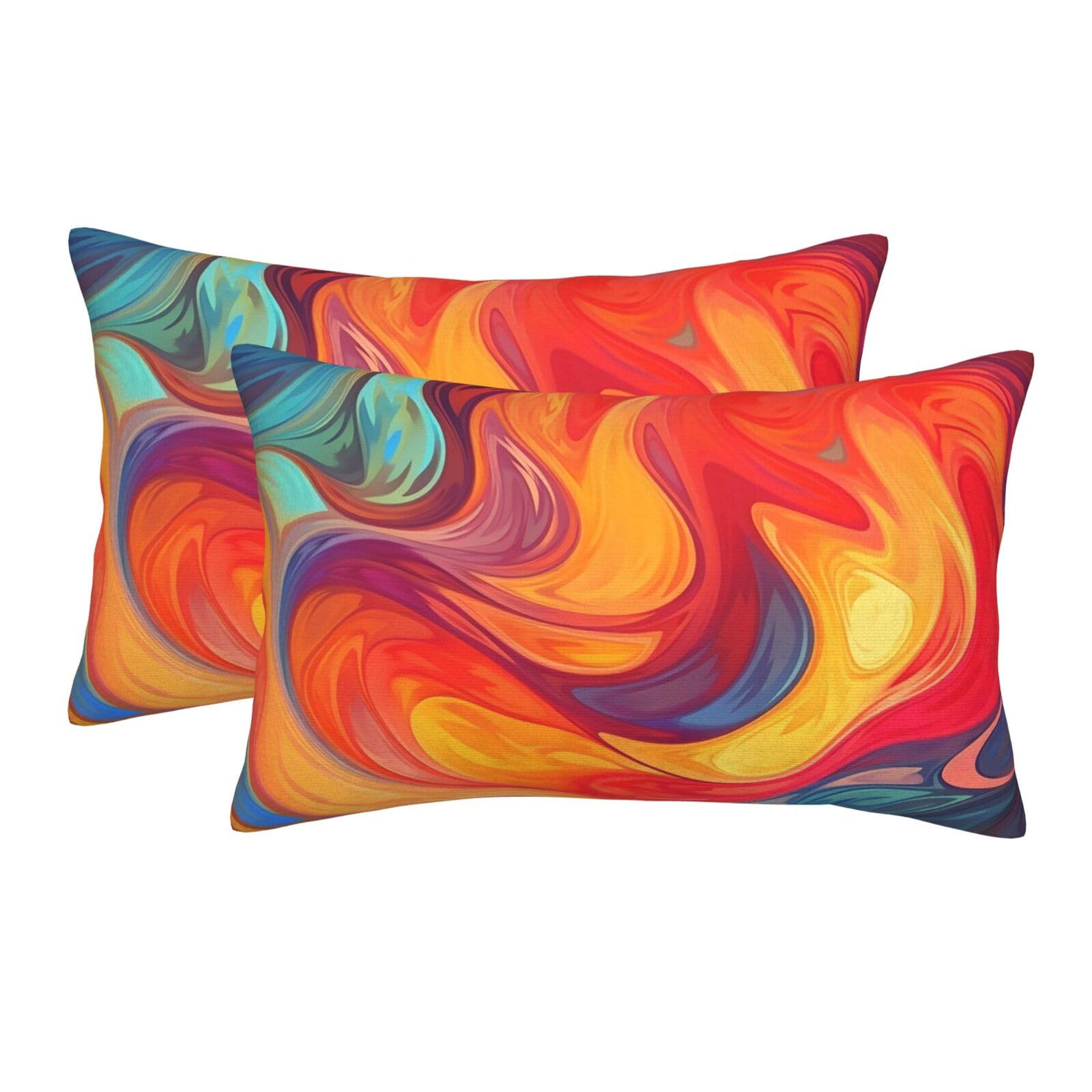 2 Pack Pillow Cases with Hidden Zipper, Soft Breathable Pillow Covers for Hair and Skin, Artistic Effect Colorful Pillowcases 20"x30" Bed Pillow Protectors Cover for Sleeping Gifts