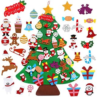 DIY Felt Christmas Tree Decorations  3.3ft Non-Woven Christmas Tree Set with 28Pcs Detachable Christmas Ornaments Wall Decor Xmas Tree Gifts for Kids New Year Home Door Window Christmas Decoration