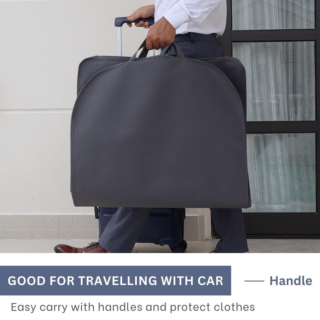 Bolsas de ropa de 43 pulgadas para colgar ropa, bolsas de traje para hombres de viaje con coche, bolsas de ropa para almacenamiento con asa, ventana transparente y etiqueta de nombre