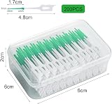 ILantule 200 Pièces Bâtonnet Interdentaire,Bâton de Fil Dentaire,Brossettes interdentaires Soft Silicone Brosse à dents(Vert) - 6