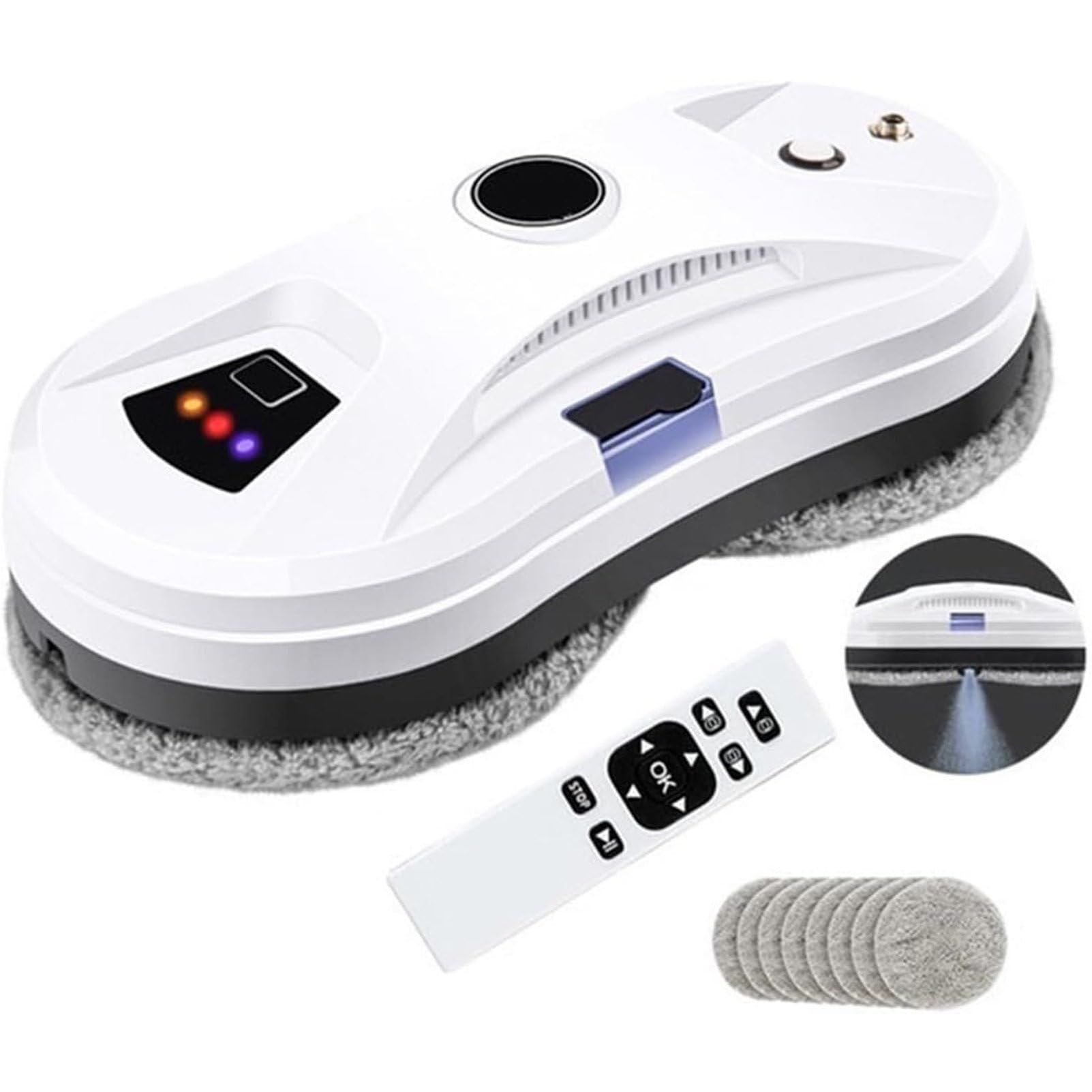RayGenius Robot Pulitore per Finestre, Aspirapolvere Intelligente per Finestre con Spruzzo d'Acqua Automatico, Robot per La Pulizia dei Vetri per Finestre Interne/Esterne di Grattacieli