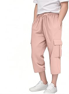 Pantalones cargo para niños con bolsillos, ajuste relajado, casual, pantalones holgados para niños para senderismo
