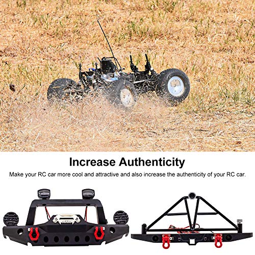 Stepok Rc Crawler Car Front Rear Bumper, Metal Rc Car Bumper With Led Lights For Scx10 90046 For Trx4 Axial For Scx10 Iii Ax103007 1/10 Rc Crawler Part Accessory #TOP6