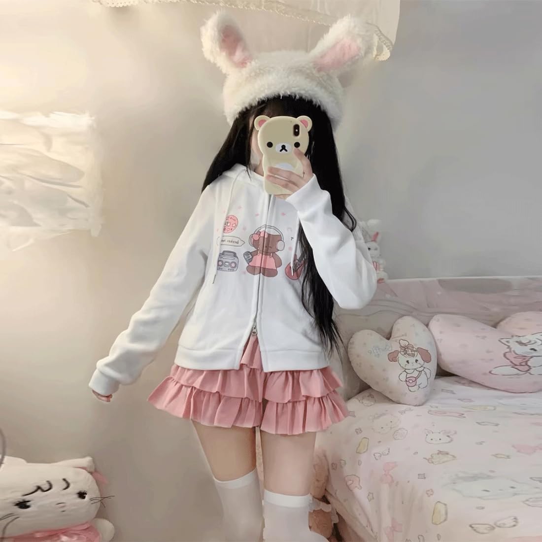 Harajuku Lolita Goth Kawaii Fashion Gothic Clothes Elastic Waist Cute Lace Trim Tiered Short Skirt - Image 5