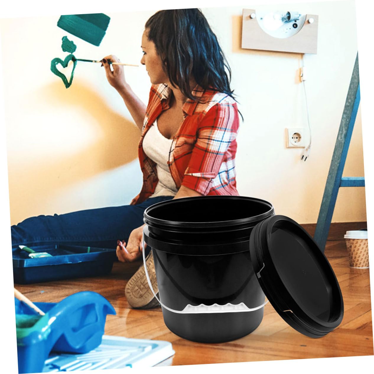 jojofuny Cubo De Pintura Plástico Tapa Sellada y Asa Contenedor para Almacenamiento De Pintura y Varnices para Proyectos De Manualidades y Decoración