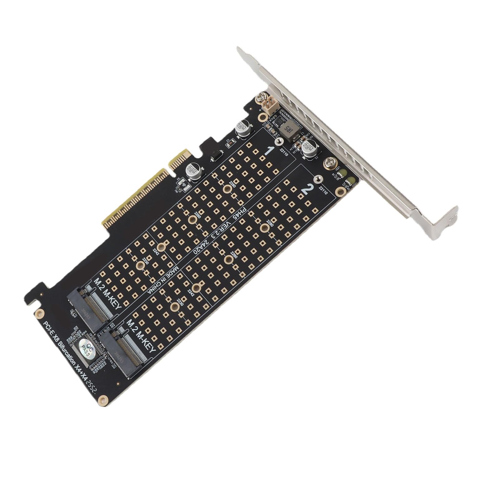 Tarjeta adaptadora PH45, Tarjeta de expansión del Lector, Adaptador M.2 Adaptador PCIE Dual M.2, Disco Duro M Key, SSD NVMe M.2 Dual a convertidor de Disco Duro PCIE X8 M Key(ph45)