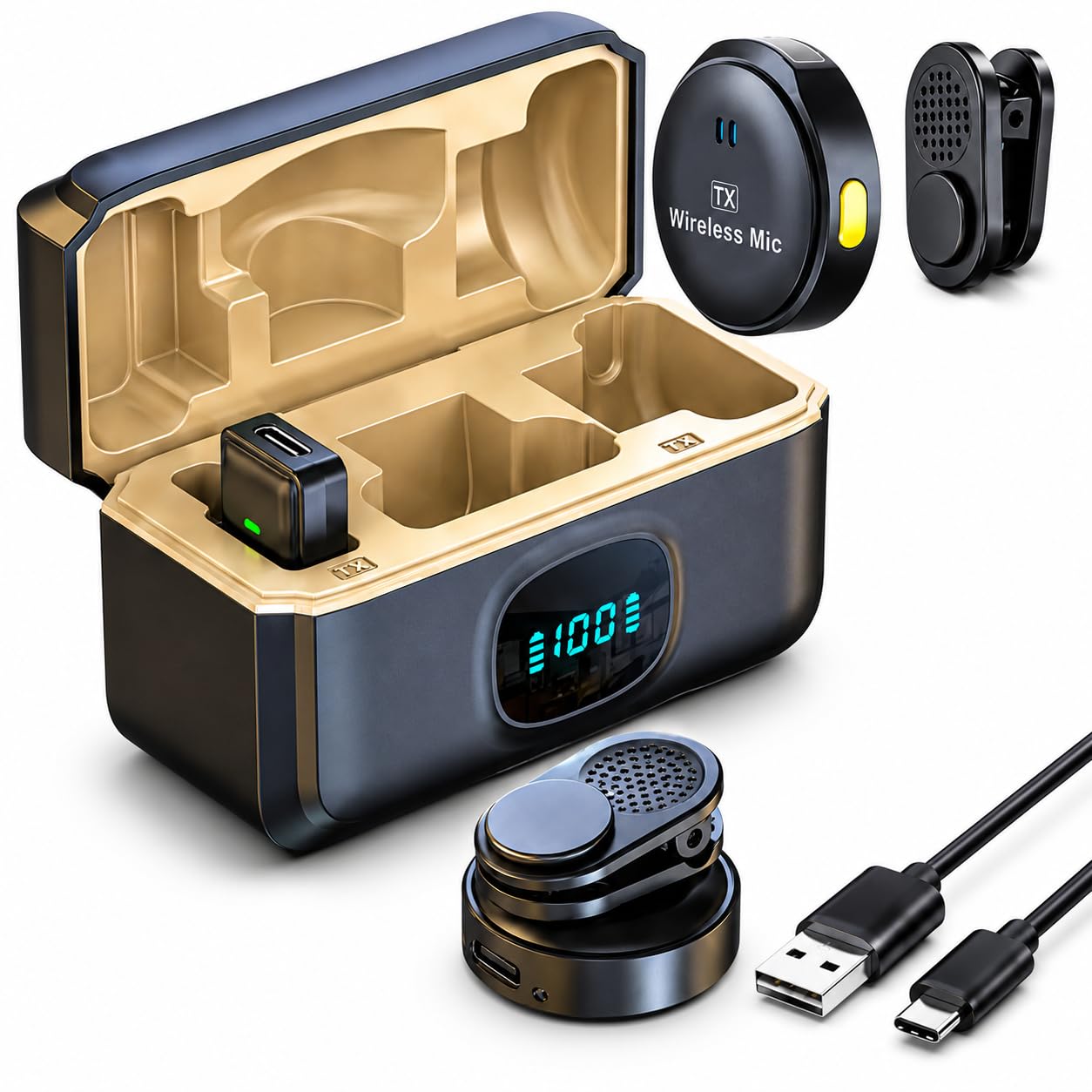 Q-8 Dual Wireless Microphone for Camera Laptop & Smartphones | 2.4G Mini Collar Mic with Noise Cancellation & Magnetic Clip | Wireless Mic for YouTube Vlogging Recording & Interviews-image-45