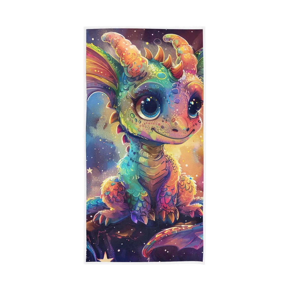 HUYGD Cute Dragon Galaxy Color Hand Towels, 15 x 30 Inches, Soft Highly Absorbent Towels for Bathroom Gym Hotel